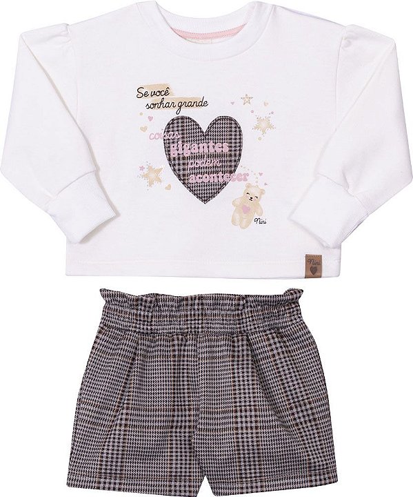 Conjunto Blusa E Shorts Xadrez Nini E Bambini N4446