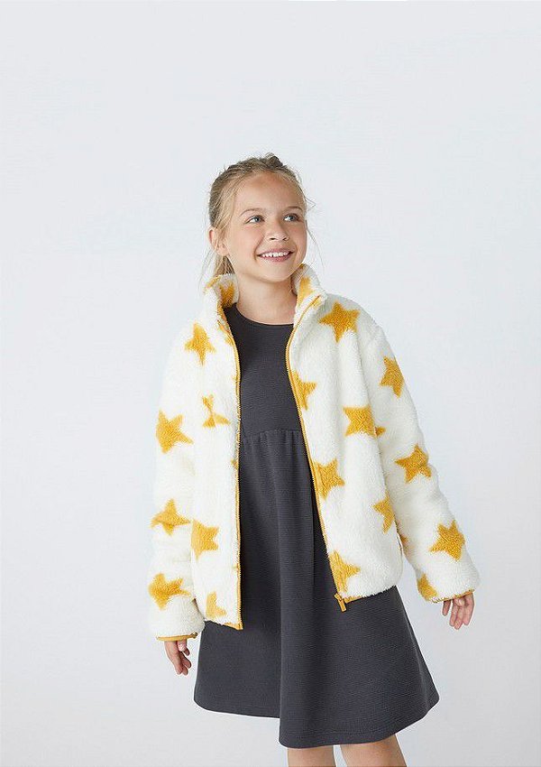 Jaqueta Infantil Menina Gola Alta Em Fleece Hering Kids