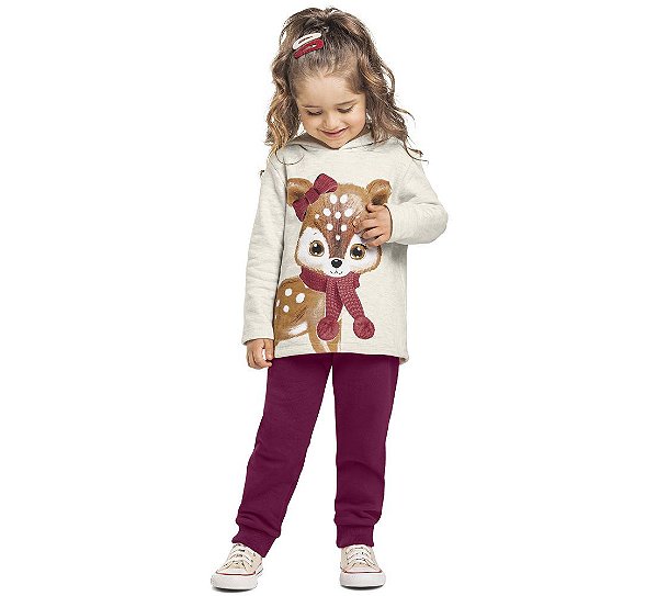 Conjunto Blusa Com Capuz E Calça Moletom Feminino Kyly 207958