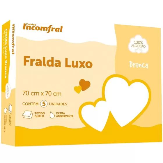 Kit Com 5 Unidades Fralda Luxo Incomfral 70 x 70