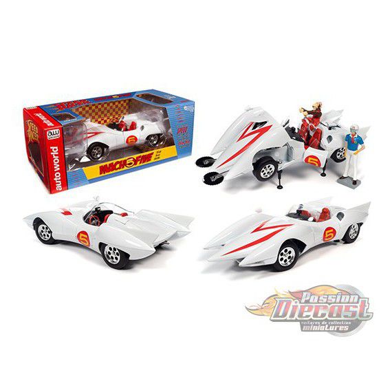 Miniatura Carro Mach 5 Speed Racer C/figuras 1:18 Auto World 1/18