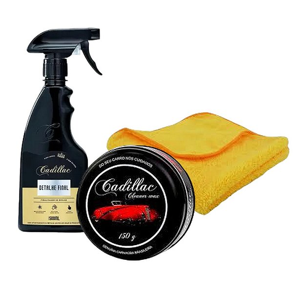 Kit de Limpeza automotivo - Cera + Detalhe Final + Pano de Microfiba