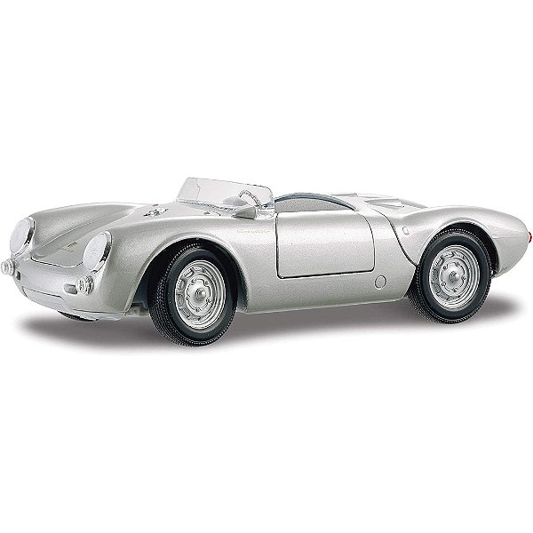 Miniatura Carro Porsche 550a Spyder 1/18 Prata Metal C/ Base