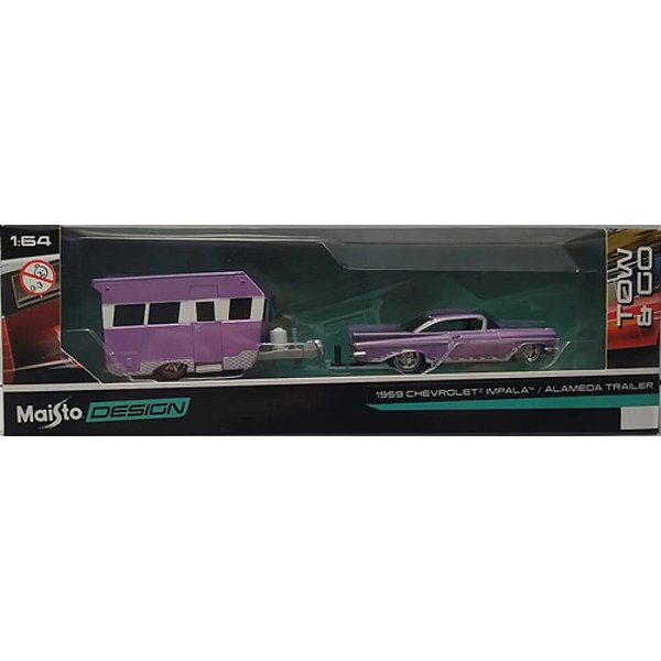 Miniatura Maisto Design Carro Chevrolet Impala + Trailer
