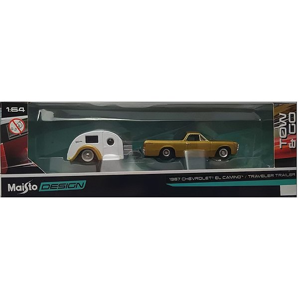 Miniatura Maisto Design Carro Chevrolet El Camino + Trailer