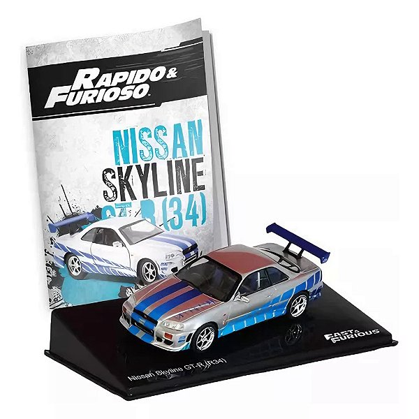 Miniatura carro Nissan Skyline GT-R (R34) Velozes e Furiosos 1/43