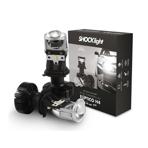 Lâmpada De Led H4 Mini Projetor Canhão Eliptico - Shocklight