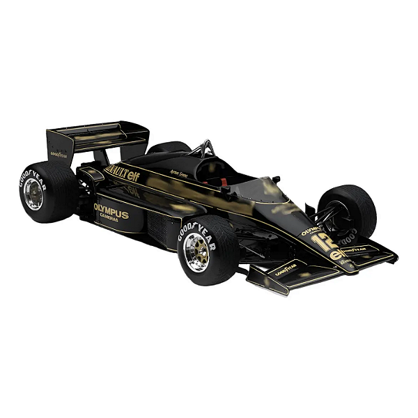 Miniatura Formula 1 Ayrton Senna Lotus 97T 1985 - 1/8 - acompanha base branca e cúpula de acrílico cristal