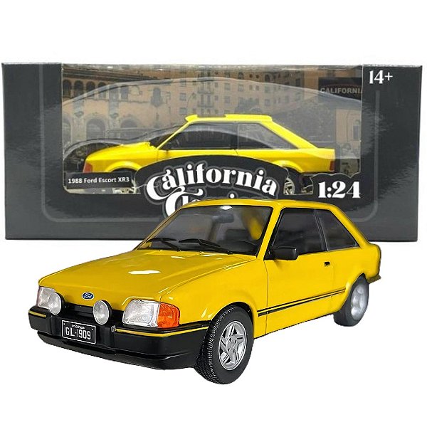 Miniatura carro Ford Escort XR3 1988 Amarelo - 1/24