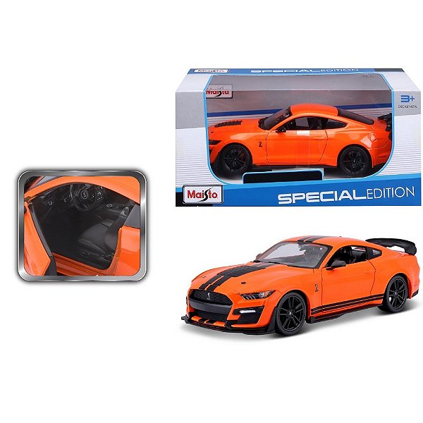 Miniatura carro Mustang Shelby GT500 2020 laranja - 1/18