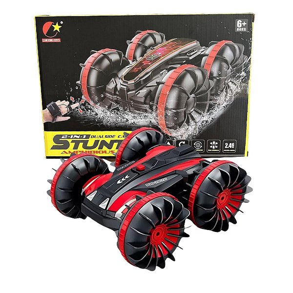 Carrinho Maluco 360 Recarregável Anfíbio + Relógio C/ Sensor