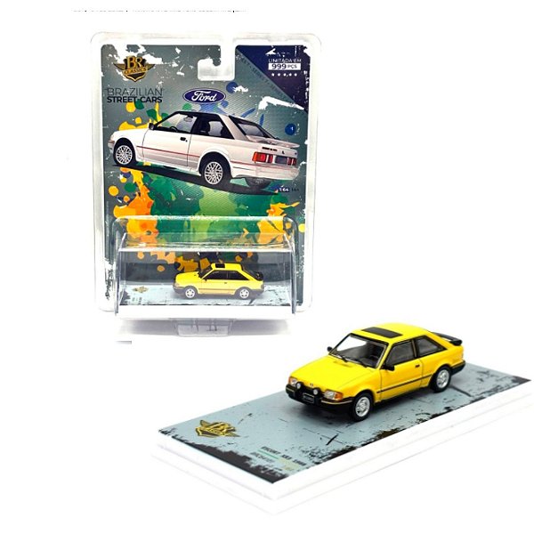 miniatura carro Ford Escort XR3 Amarelo - 1/64