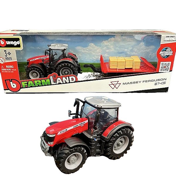 Mniatura Trator Massey Ferguson 8740S vermelho - Farmland