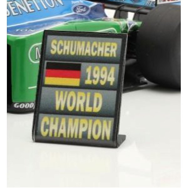 Michael Schumacher Fórmula 1 Campeão mundial 1994 Pit Board