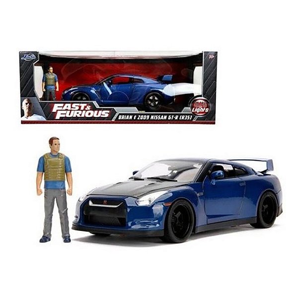 Miniatura carro Velozes e furiosos Nissan R35 C/Brian 1/18