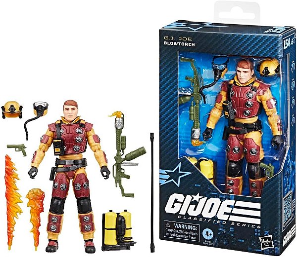 Boneco Gijoe Classified Blowtorch lança chamas