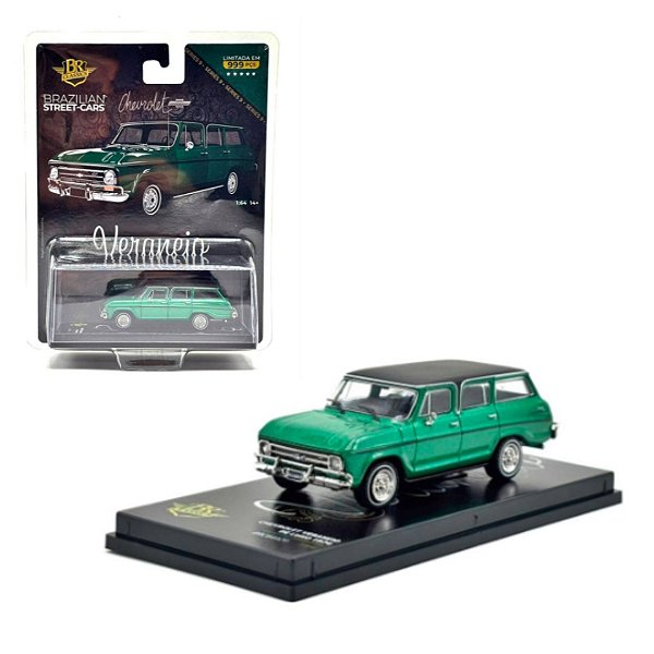 Miniatura carro Chevrolet Veraneio Luxo verde 1974 1/64