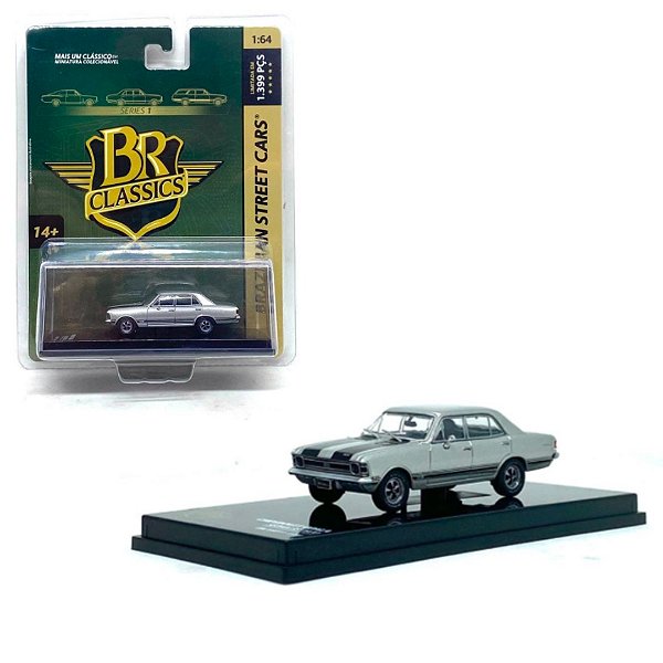 Miniatura carro Chevrolet Opala sedan SS prata 1970 - 1/64