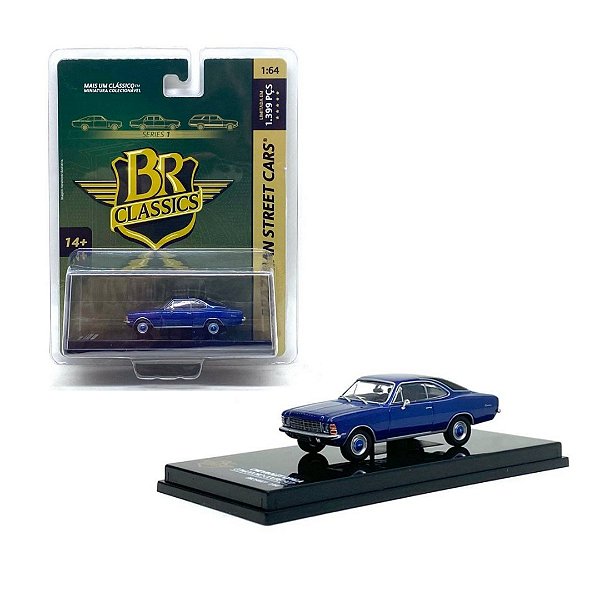 Miniatura carro Chevrolet Opala comodoro Azul 1977 1/64