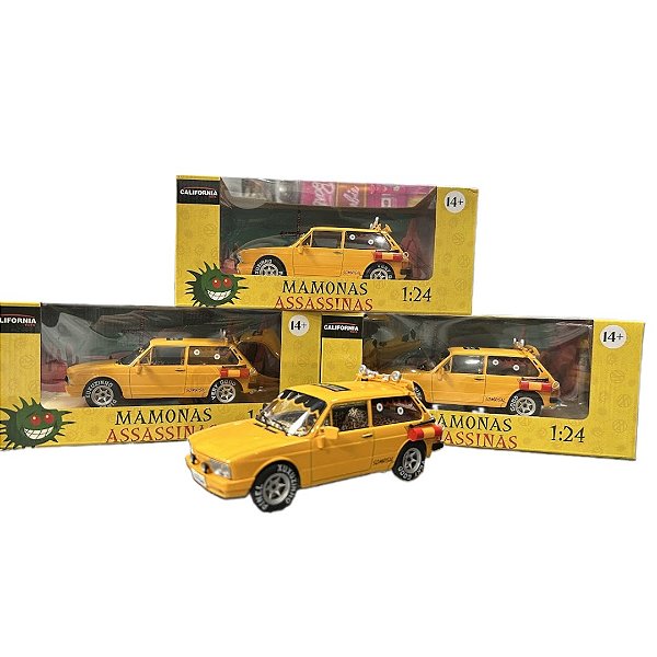Miniatura Volks Brasilia Mamonas Assassinas amarela -1/24