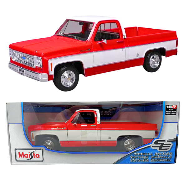Miniatura Carro Chevrolet C10 Cheyenne Super vermelha 1/18
