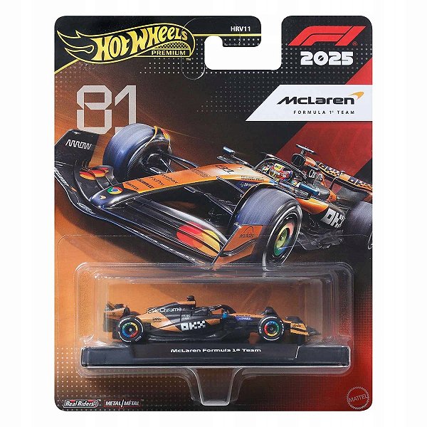 Miniatura Hot Wheels Premium F1 2025 - #81 PIASTRI - MCLAREN - Edição Especial - lançamento