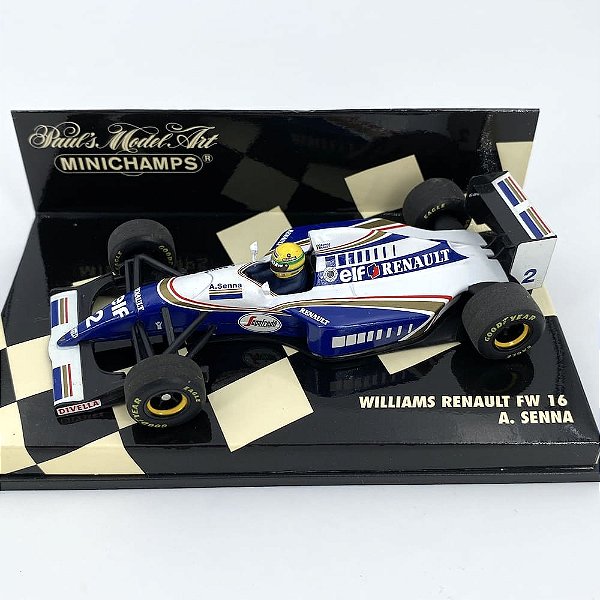 Miniatura F1 Minichamps 1/43 Williams Renault FW16 Ayrton Senna 1994- seminovo