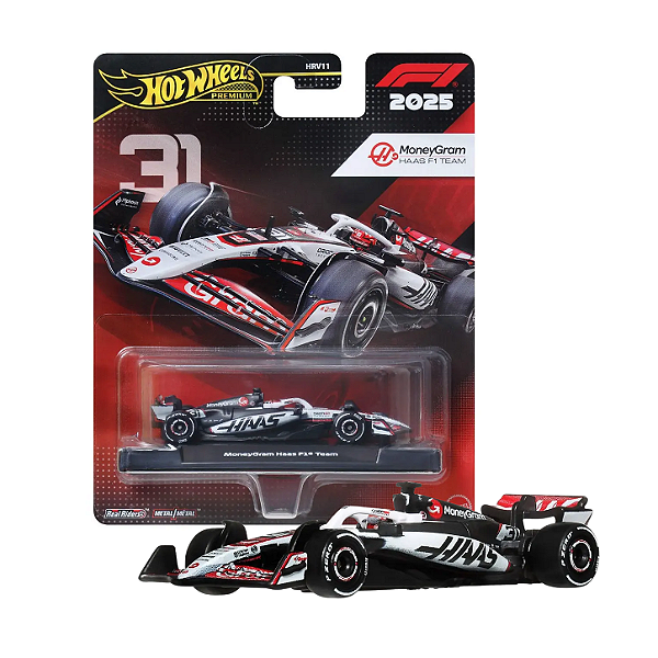 Miniatura Hot Wheels Premium 2025 MoneyGram Haas F1 1/64