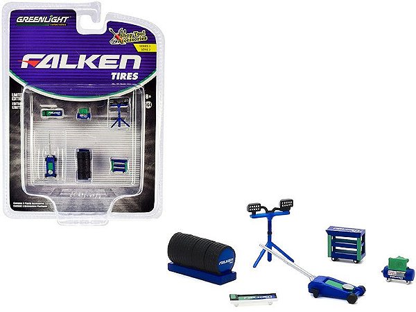Acessório Oficina Diorama Falken Tires Greenlignt 1/64