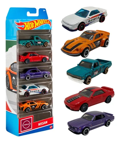 Conjunto 5 Miniaturas carros Nissan Hot Wheels 1/64