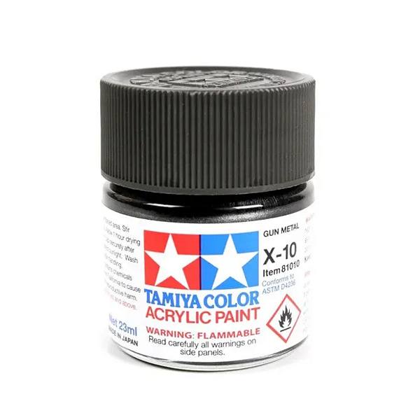 Tinta Acrílica Mini Gun Metal 10ml Tamiya 81510