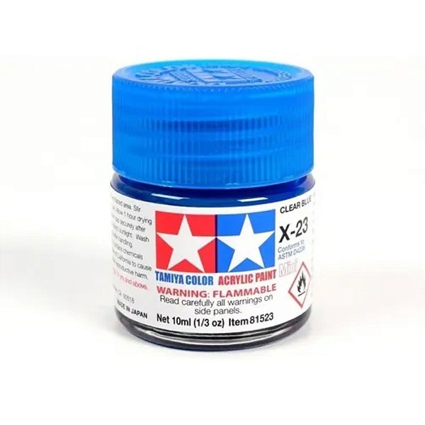 Tinta Acrílica Mini Tamiya Clear Blue X-23 10 ml