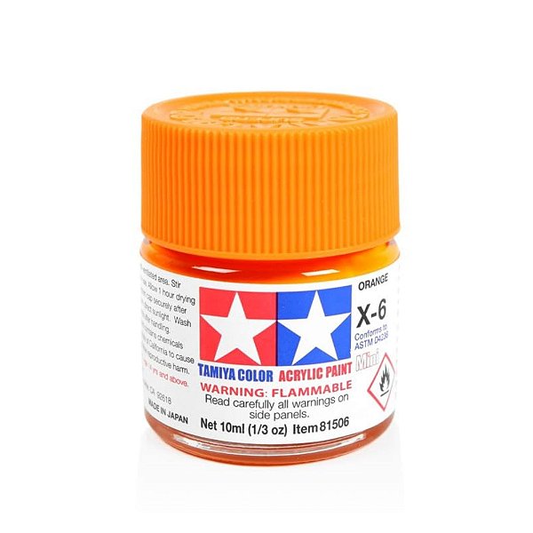 Tinta Acrílica Mini Tamiya Orange X-6 10 ml