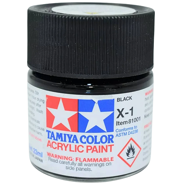 Tinta Acrílica Tamiya Preto X-1 Item 81001 23 ml