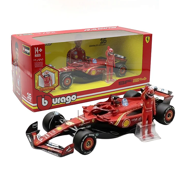 Miniatura Bburago Ferrari SF-24 C/ Boneco Charles 1/24