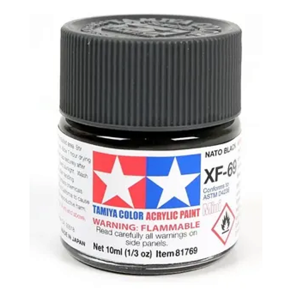 Tinta Acrílica Mini Nato Black XF-69 10ml Tamiya
