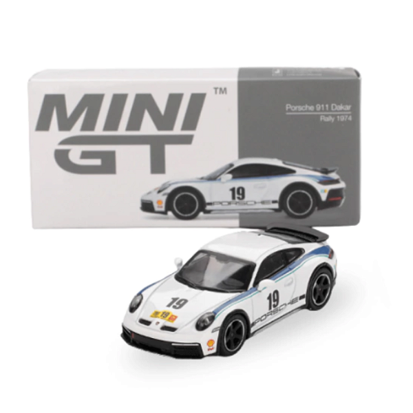 Miniatura Mini GT Porsche 911 Dakar Rally 1974 Branco 1/64