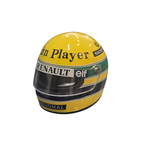 Mini Capacete Ayrton Senna Réplica 1985 3cm c/ Acrílico