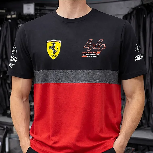 Camiseta Masculina Allboy Lewis Hamilton 44 Preta Vermelha