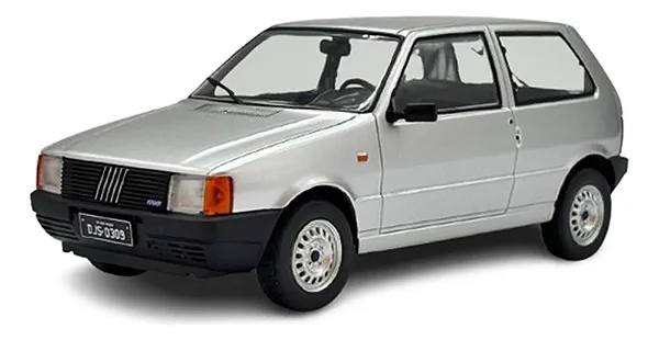 Miniatura Fiat Uno S 1985 Prata 1/24 coleção