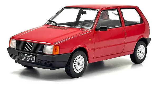 Miniatura Fiat Uno S 1985 Vermelho escala 1/24 coleção