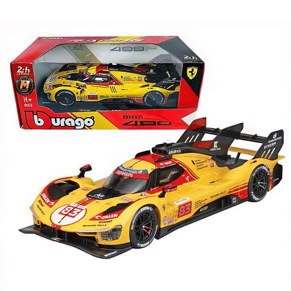 Racing Ferrari 499P 24H Le Mans 2024 Burago 1/24 Abre Portas