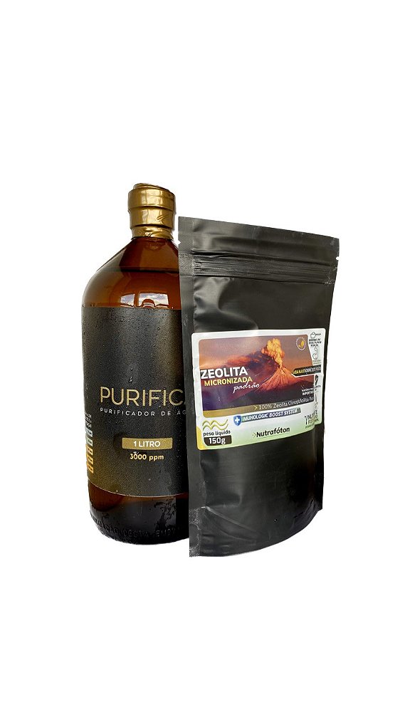 Kit Detox Metais Pesados e SPK - Familia - Purifica 1 L e Zeolita 300g