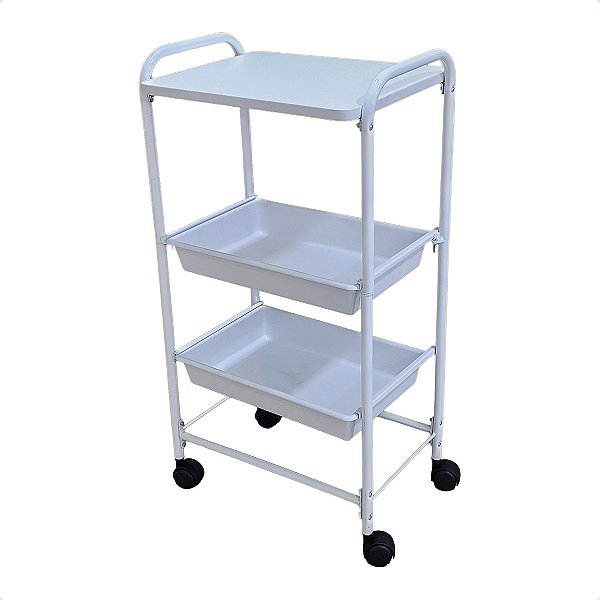 Carrinho Auxiliar Organizador Estética com 2 Gavetas e Rodinhas Nylon