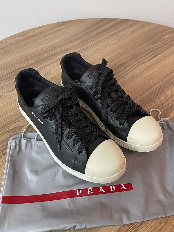 Tênis Prada 40 Masculino Preto e Branco com dustbag