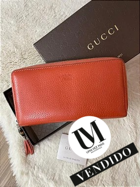 CARTEIRA GUCCI BAMBOO LARANJA COM CAIXA M