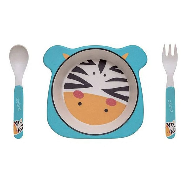 Kit alimentação zebra ecológico bambu Girotondo Baby