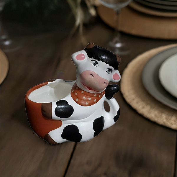 Porta Talher Vaquinha Cerâmica - Decoração cozinha - Ideias para chá de cozinha