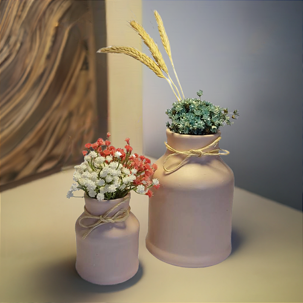 Conjunto vasos para decoração em cerâmica estilo Latão