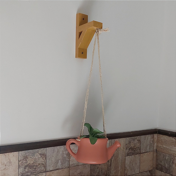 Cachepot Para Pendurar em Cerâmica Modelo Regador - Acompanha Mão Francesa